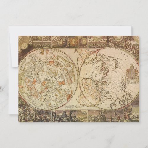 Vintage Celestial Planisphere Map by Joseph Moxon