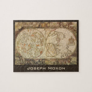 Vintage Celestial Planisphere Map by Joseph Moxon Jigsaw Puzzle