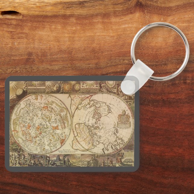 Vintage Celestial Planisphere Map by Joseph Moxon Keychain (Front)