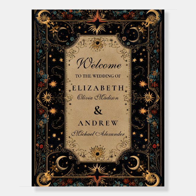 Vintage Celestial Renaissance Wedding Foam Board (Front)