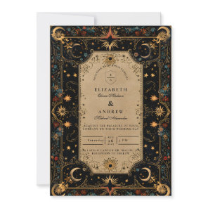 Vintage Celestial Renaissance Wedding Invitation