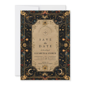 Vintage Celestial Renaissance Wedding Save The Date