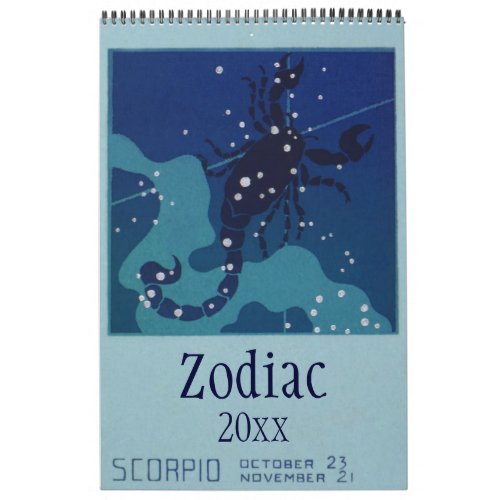 Vintage Celestial Signs of Zodiac Constellations Calendar