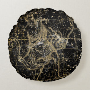 Vintage Celestial Star Map Background Round Pillow
