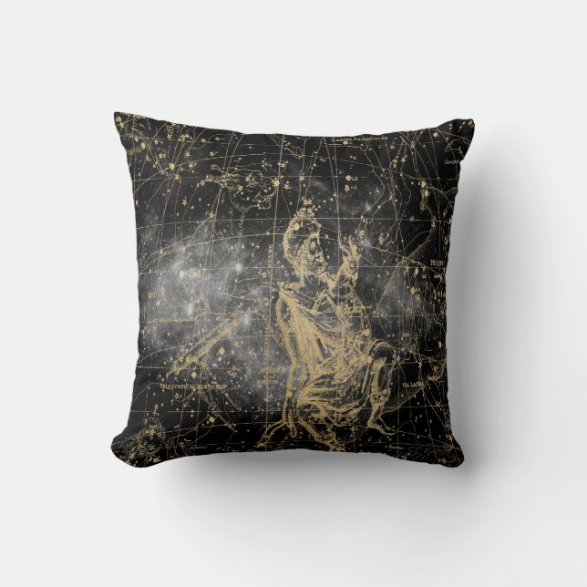 Vintage Celestial Star Map Background Throw Pillow (Front)