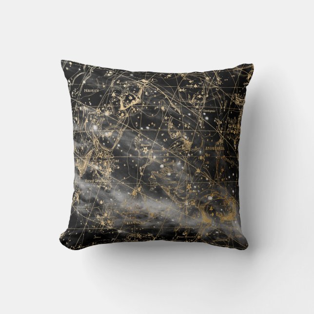 Vintage Celestial Star Map Background Throw Pillow (Front)