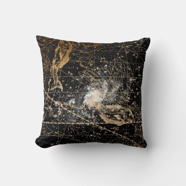 Vintage Celestial Star Map Background Throw Pillow (Front)