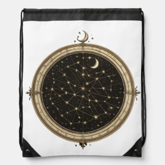 Vintage Celestial Star Map Drawstring Backpack