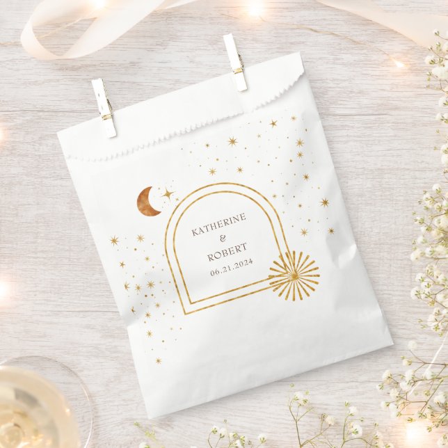 Vintage Celestial Stars Moon Wedding Favor Bag (Clipped)