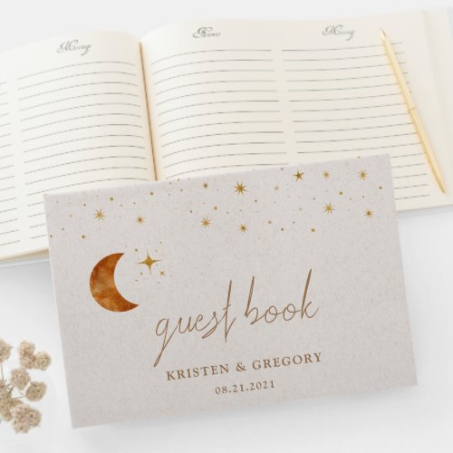 Vintage Celestial Stars Moon Wedding Guest Book