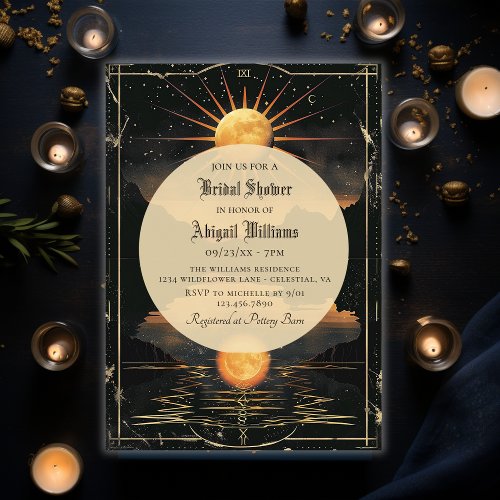 Vintage Celestial Sun and Moon Mystical Wedding Invitation