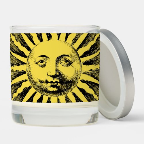 Vintage Celestial Sun  Crescent Moon Face Scented Candle