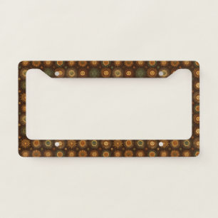 Vintage Celestial Sun Face Pattern License Plate Frame
