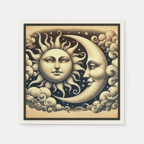 Vintage Celestial Sun  Moon  Napkins