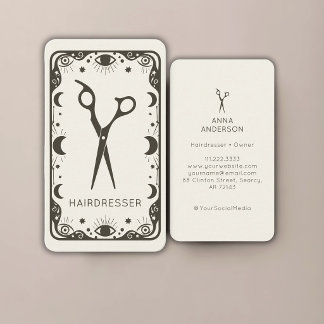 Vintage Celestial Tarot Hairdresser Professional Business Card