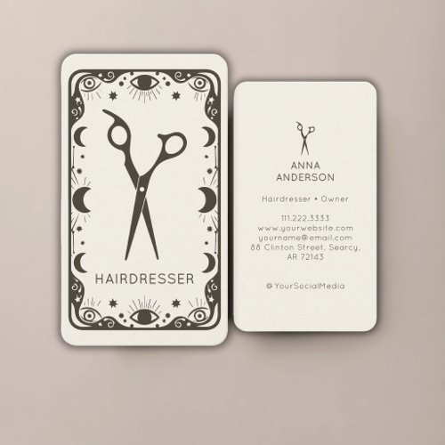 Vintage Celestial Tarot Hairdresser Professional  Business Card