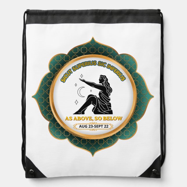 Vintage Celestial Virgo Zodiac Poster Drawstring Bag (Front)