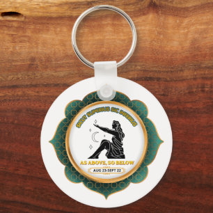 Vintage Celestial Virgo Zodiac Poster Keychain