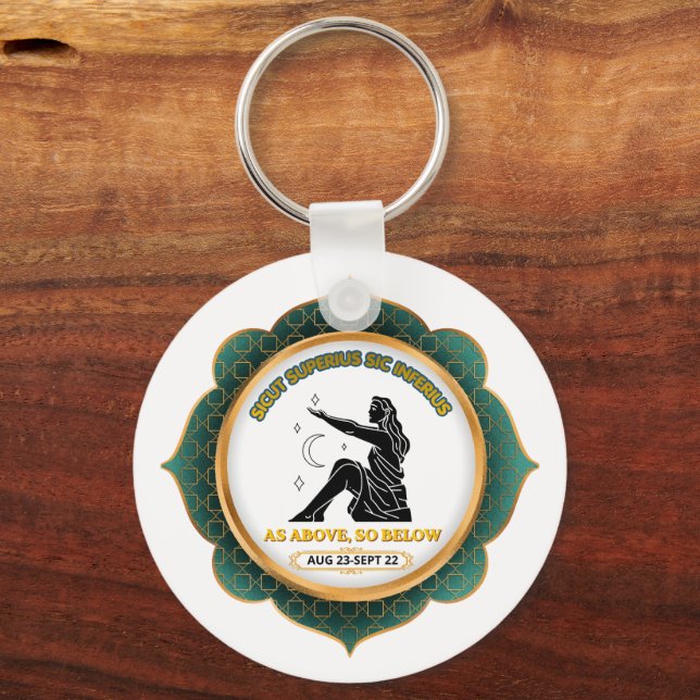 Vintage Celestial Virgo Zodiac Poster Keychain (Front)