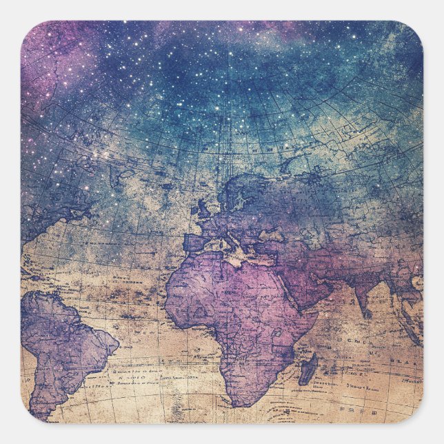 Vintage Celestial World Map (13) Square Sticker (Front)
