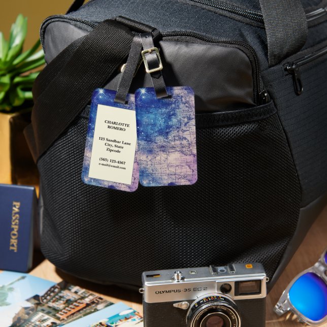 Vintage Celestial World Map (14) Luggage Tag (Front & Back)