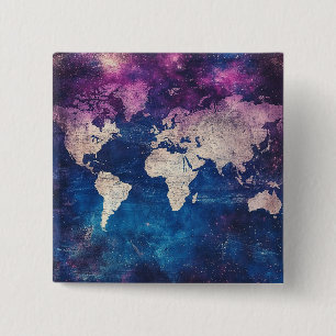 Vintage Celestial World Map (4) Button