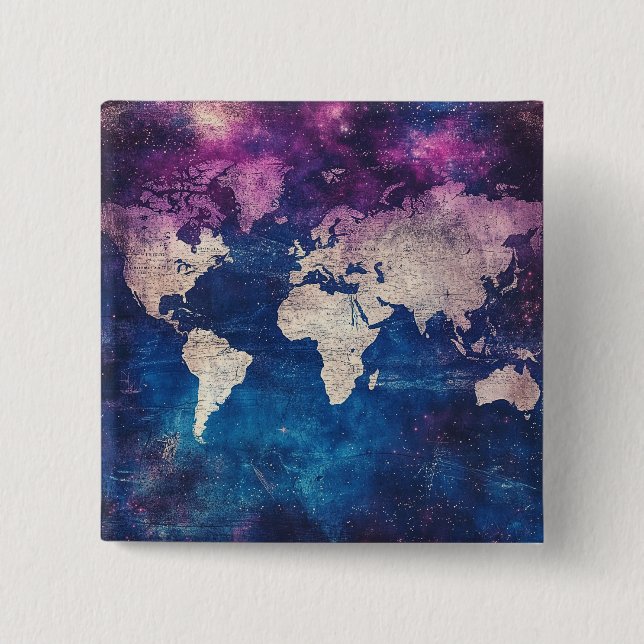 Vintage Celestial World Map (4) Button (Front)