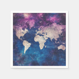 Vintage Celestial World Map (4) Napkins