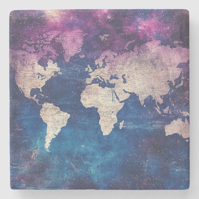 Vintage Celestial World Map (4) Stone Coaster (Front)