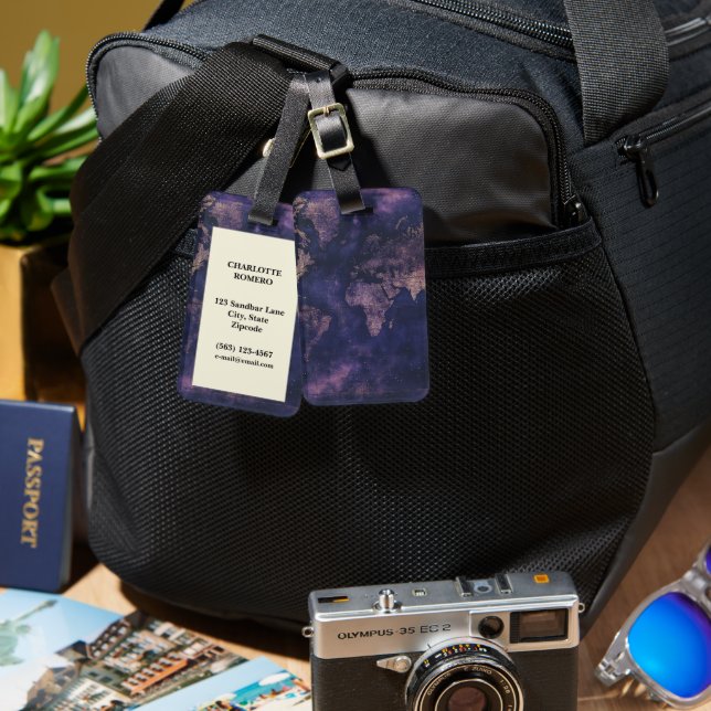 Vintage Celestial World Map (9) Luggage Tag (Front & Back)