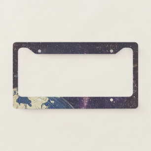 Vintage Celestial World Map License Plate Frame