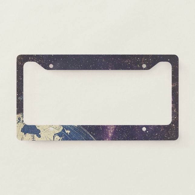 Vintage Celestial World Map License Plate Frame (Front)