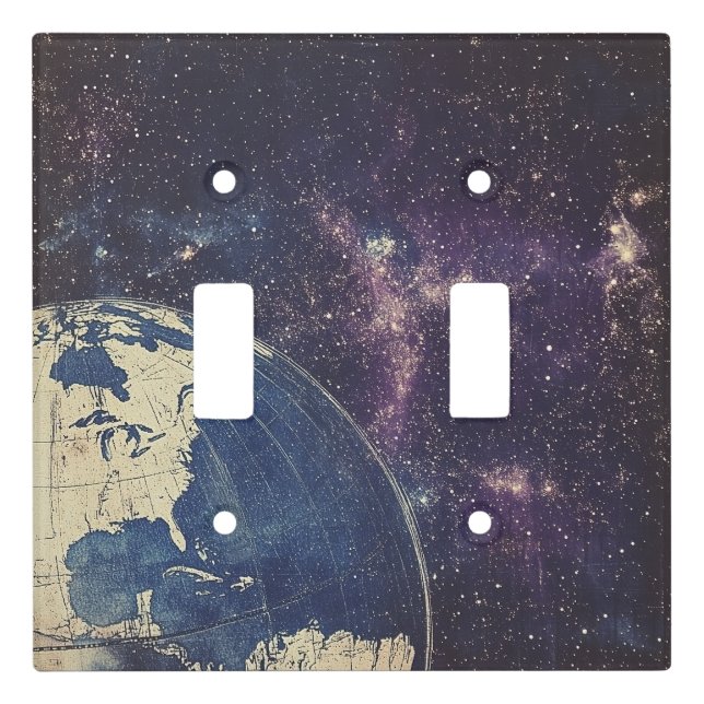 Vintage Celestial World Map Light Switch Cover (Front)