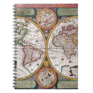 Vintage Celestial World Map with Zodiac Diagrams Notebook