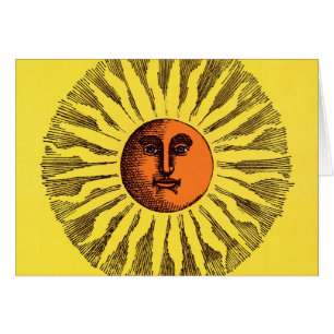 Vintage Celestial Yellow Smiling Happy Hippie Sun