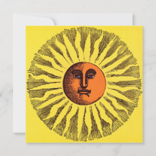 Vintage Celestial Yellow Smiling Happy Hippie Sun