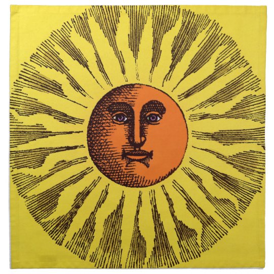 Vintage Celestial Yellow Smiling Happy Hippie Sun Cloth Napkin | Zazzle.com