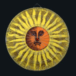 Vintage Celestial Yellow Smiling Happy Hippie Sun Dartboard With Darts<br><div class="desc">Vintage illustration Renaissance era celestial and antique astronomy design featuring the sun with a huge smile and rays of sunshine. Bring out your inner hippie with this retro design. Great pagan image to celebrate the summer solstice with!</div>