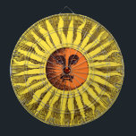Vintage Celestial Yellow Smiling Happy Hippie Sun Dartboard With Darts<br><div class="desc">Vintage illustration Renaissance era celestial and antique astronomy design featuring the sun with a huge smile and rays of sunshine. Bring out your inner hippie with this retro design. Great pagan image to celebrate the summer solstice with!</div>