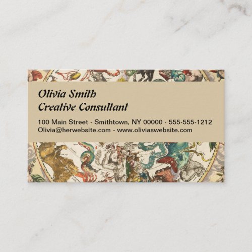 Vintage Celestial Zodiac Star Constellation Map Business Card