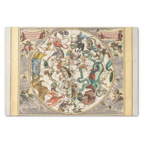 Vintage Celestial Zodiac Star Constellation Map Tissue Paper