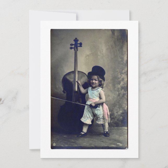 Vintage Cello Girl Invitation (Front)