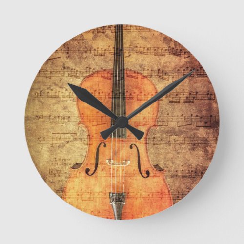 Vintage Cello Round Clock