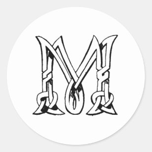 Vintage Celtic Knot Monogram Letter M Classic Round Sticker