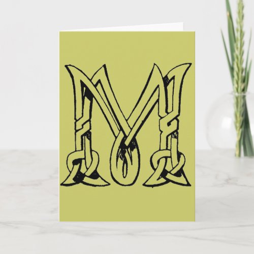 Vintage Celtic Knot Monogram Letter M Note Card