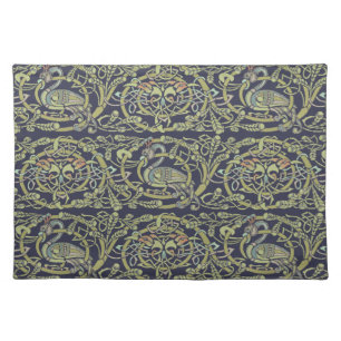 Vintage Celtic Knot Peacock Birds Pattern Frieze Cloth Placemat