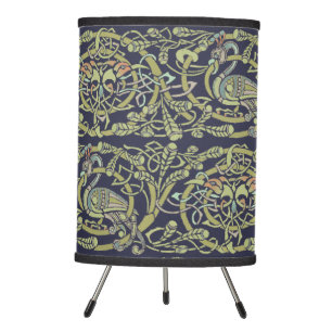 Vintage Celtic Knot Peacock Birds Pattern Frieze Tripod Lamp