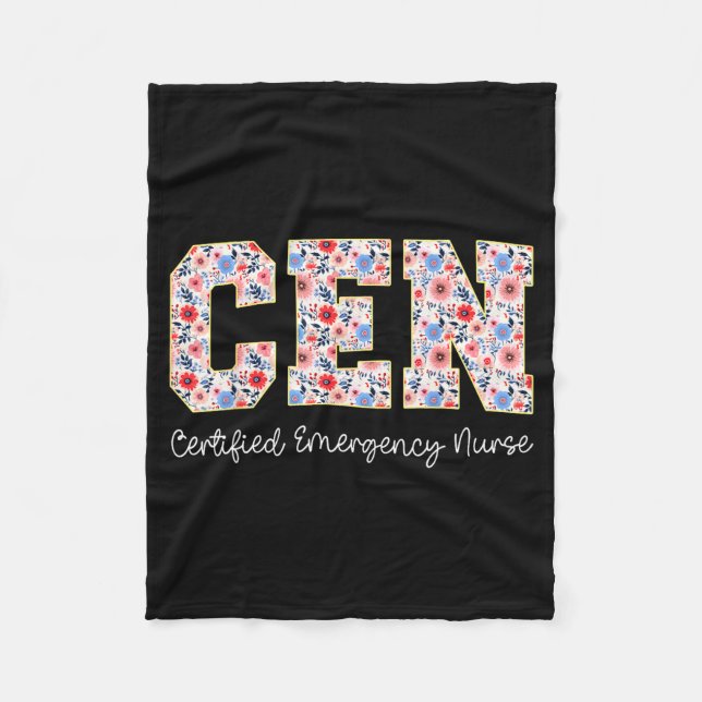 Vintage Cen Certified Emergency Nurse Wildflowers  Fleece Blanket (Front)