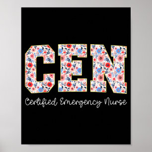 Vintage Cen Certified Emergency Nurse Wildflowers  Poster
