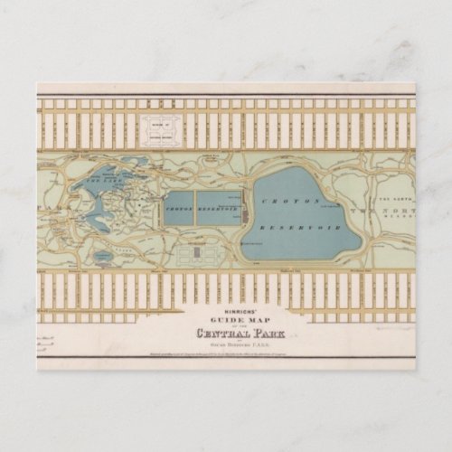 Vintage Central Park Map New York City Postcard